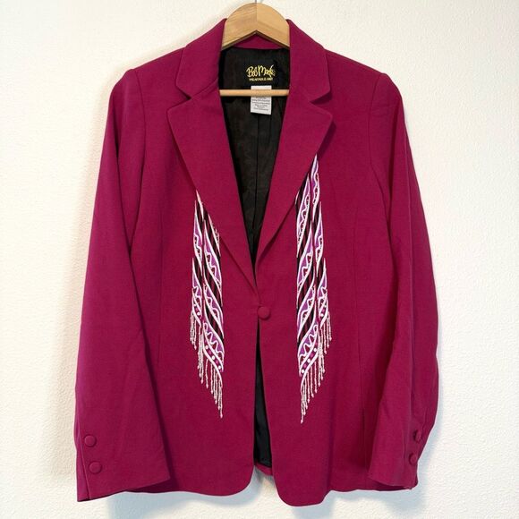 Bob Mackie Jackets & Blazers - Bob Mackie Wearable Art Fuschia Beaded Blazer Size Medium